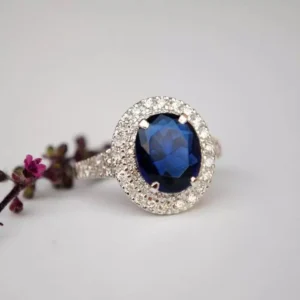 Blue Sapphire 925 Silver Plated Ladies Ring - Elegant Sterling Silver Jewelry