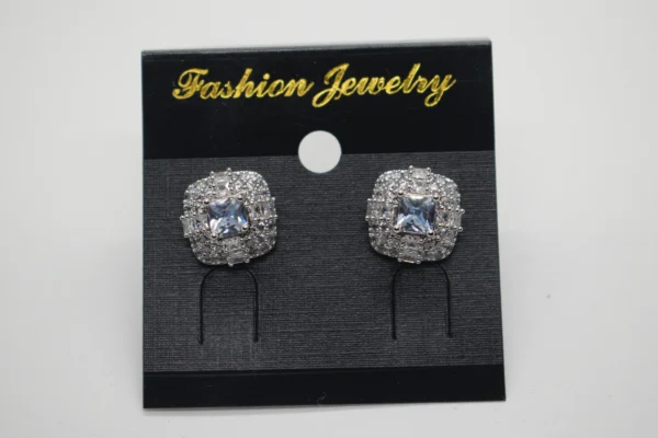 Diamond Rhodium Plated Earrings for Women Girls Brass Stud Earring