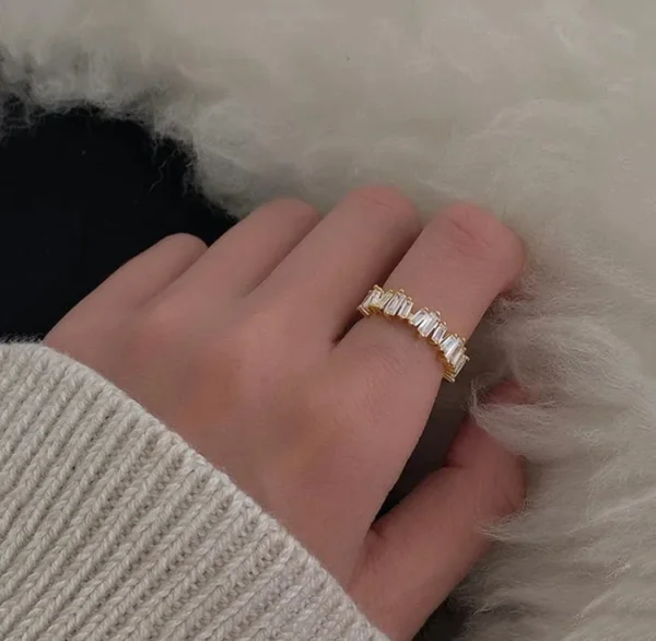 Gold crystal stacking band ring 2