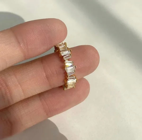 Gold crystal stacking band ring