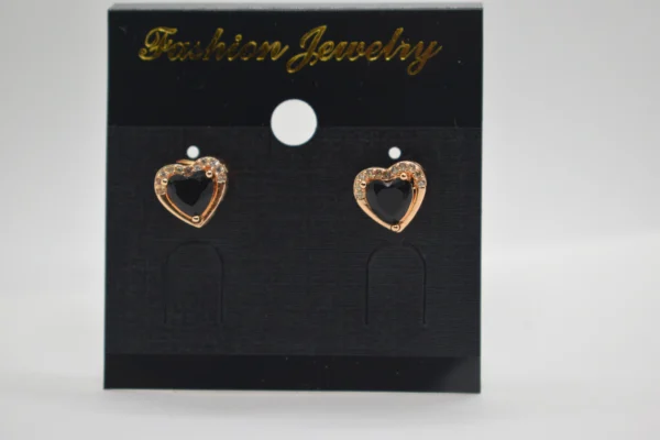 Heart Shape Zirconia Rose Black Color Stud Earrings Stone Fashion Jewelry For Women Earring