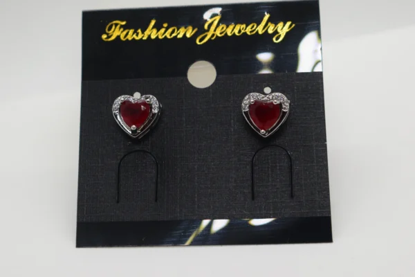 Heart Shape Zirconia Rose Red Color Stud Earrings Stone Fashion Jewelry For Women Earring