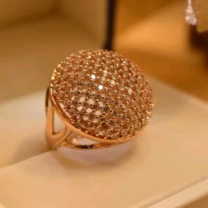 Razered Fashion Crystal Ball Women Rings Gold Color