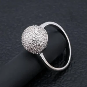 Razered Fashion Crystal Ball Women Rings silver Color