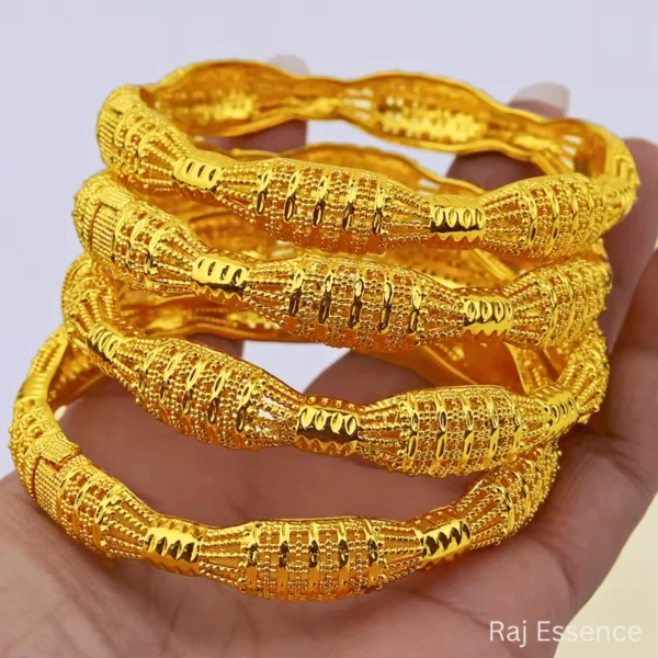 Luxury Gold Color Ethiopian Dubai Bangles-5